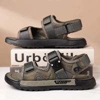 Nuevo Modelo 2025 Sandalias de Punta Abierta de Verano Hechas a Mano para Hombre, Zapatos Informales Cómodos de Cuero Genuino, Sandalias de Playa Transpirables, Trabajo Ligero al Aire Libre para Hombre - details 2