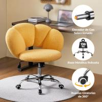 Silla de Escritorio Ergonómica Diseño Nube en Tejido Bouclé Altura Ajustable Ruedas Giratorias - details 15