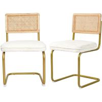 Pack de 2 Comedor Tapizadas, Sillas de Cocina Modernas con Patas de Metal, Gran Estabilidad y Capacidad de Carga, Blanco, Ratán, Vellón, Espuma - details 0