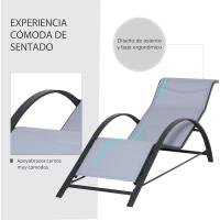 Conjunto de Tumbonas Exteriores de Jardín Dos Piezas con Mesa Auxiliar de Vidrio Templado - details 32