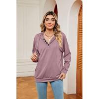 Sudadera con capucha informal para mujer, moda coreana para botones planos - details 21