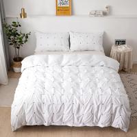 Cubierta de Edredón de Verano en Blanco con Pliegues de Pinzón Lujo Tamaño Queen King Set de Ropa de Cama 220x240cm - details 15