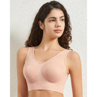 Women solid color fitness sports bra top gym yoga athletic tight workout soft brassiere padded - details 2