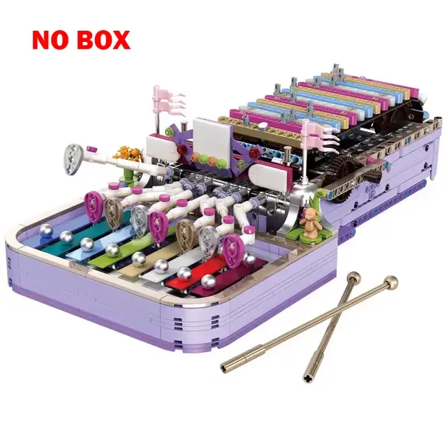 Caja de música de bloques de construcción, instrumento de percusión, juegos de construcción de modelos, juguetes de montaje, colección de música de Piano para niños, regalo - 1