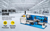 SucceBuy Mini torno de metal 550W Velocidad variable 50-2500RPM Torno de sobremesa de precisión 7x14 pulgadas para procesamiento y modelado de mini piezas - details 0