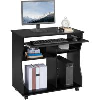 Mesa de Escritorio con Ruedas Escritorio de Oficina Extraíble con Estantería para PC Impresora - details 9
