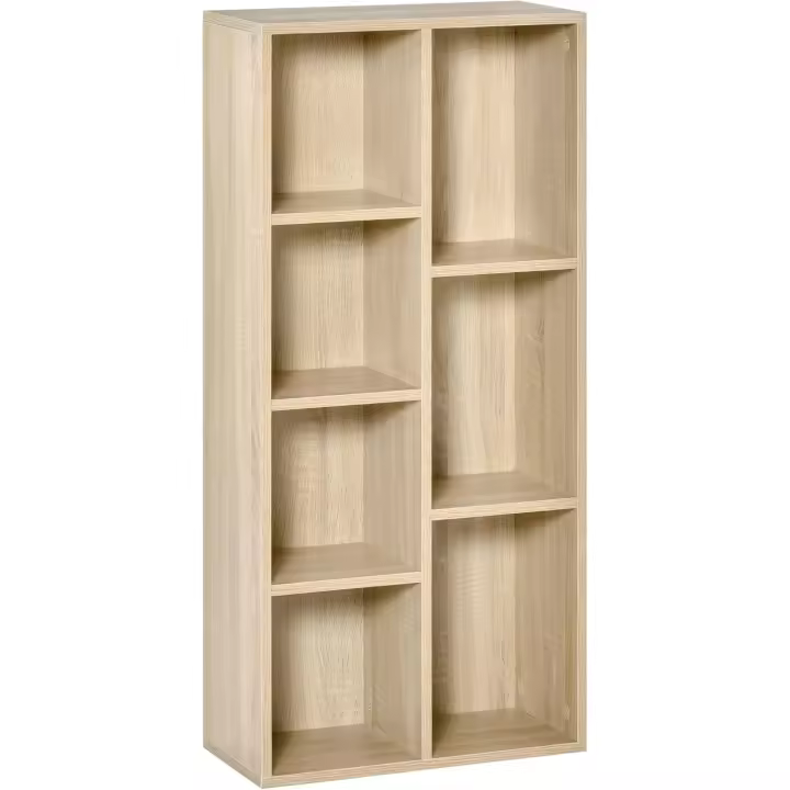 Estantería de Madera Rústica Marrón 7 Compartimentos para Libros, Archivos, Dormitorio, Oficina - 1