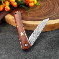 Cuchillo Plegable De Acero Damasco Con Mango De Madera Herramienta De Cocina Multifuncional Para Cortar Carne Y Frutas Cuchillo De Sellección - details 8