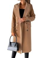 Abrigo De Mujer De Punto De Lana Con Cuello En V Y Botones Dobles De Color Sólido Largo De Manga Para Otoño/Invierno - details 8