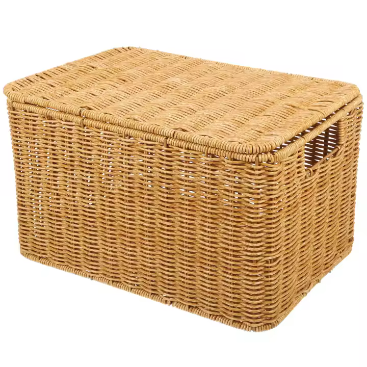 Cesta de almacenamiento tejida para interior, cajón de tocador, estante receptor de artículos diversos, cestas grandes decorativas, ropa multifunción, juguete de ratán - 1