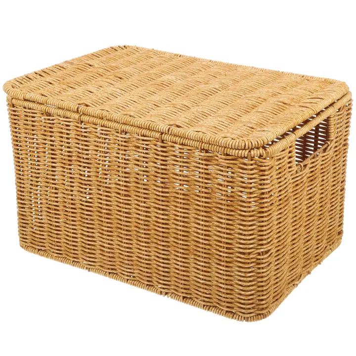 Cesta de almacenamiento tejida para interior, cajón de tocador, estante receptor de artículos diversos, cestas grandes decorativas, ropa multifunción, juguete de ratán - 1