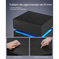 Mesita de Noche con Tira de Luz LED Multicolor Variable, 3 Cajones, Mesa Auxiliar, Estilo Moderno, 35 x 40 x 55 cm, Negro Efecto Madera LET0830B01 - details 7