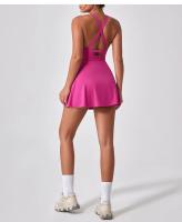 Vestido deportivo adelgazante antideslumbrante para mujer, ropa de entrenamiento de tenis de plumas de secado rápido, Fitness en la espalda, ropa de Yoga de una pieza - details 2