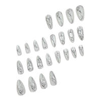 24 Piezas De Uñas Postizas Con Textura Mate De Diamante Rojo Puro Y Forma Almendra Para Uso Diario Y Fiestas Incluye 1 Strip De Rub Y 1 Jel - details 7