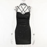 Falda Corta con Abrigo de Cadera Vestido sin Espalda con Tirantes Finos en la Cintura - details 14