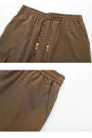 Pantalones casuales de secado rápido, pantalones de cintura elástica rectos sólidos plisados ​​con bolsillo lateral a la moda para hombres, pantalones sueltos de seda de hielo para uso diario - details 15