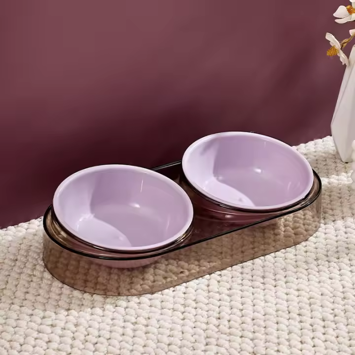 Tazón De Comida Para Gato 1PC Color Caramelo Doble Boca Oblicua Para Proteger La Columna Vertebral Y Prevenir La Voltereta - 1