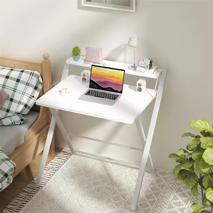 Escritorio Plegable de Escritorio Pequeño Monitor de Escritorio Blanco Ideal para Espacios Pequeños - 1