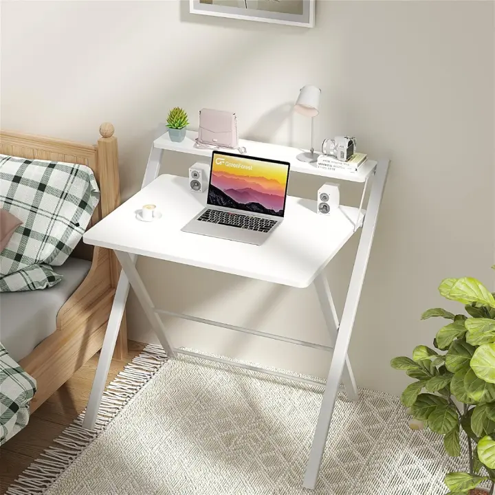 Escritorio Plegable de Escritorio Pequeño Monitor de Escritorio Blanco Ideal para Espacios Pequeños - 1