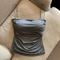 Camisetas sin mangas para mujer con sujetador incorporado, camisetas sin mangas con tirantes finos para mujer, camisetas informales - details 6