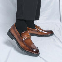 Zapatos de tacón bajo formales para hombre, mocasines informales antideslizantes, cómodos, transpirables, color negro y marrón, para fiesta de boda, Lea - details 17