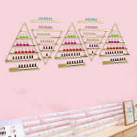 10 estantes triangulares de metal para esmalte de uñas, estantes de exhibición de esmalte de uñas de 5 niveles montados en la pared y 5 barras horizontales para decoración de salón, organizador de almacenamiento de esmalte de uñas (negro) - details 0