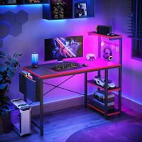 Ordenador con estanterías, pequeño Escritorio esquinero con iluminación LED y enchufes, 113 cm - details 16
