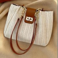 Bolso de Paja Tejido a Mano para Año Nuevo 2025 Patttern de Colmillo, Correa Ajustable, Cierre con Doble Llave, Lavable, Estilo Playero y Casual - details 8