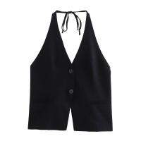 Moda para Mujer OUWU Tops de Espalda Descubierta con Un Solo Pecho Estilo Vintage con Corset sin Mangas - details 1