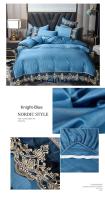 Conjunto de cuatro piezas de encaje lateral grande, falda de cama de seda de hielo lavada, colcha blanca, estilo princesa - details 12