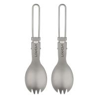 Vajilla plegable de titanio pulido mediano Lixada Spork, utilizada para cenas al aire libre, VIES, camping, mochilas - details 6