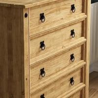 Cómoda Corona de 5 cajones, Hecha con Madera Maciza de Pino Mexicano, y Acabado Encerado Envejecido - details 7