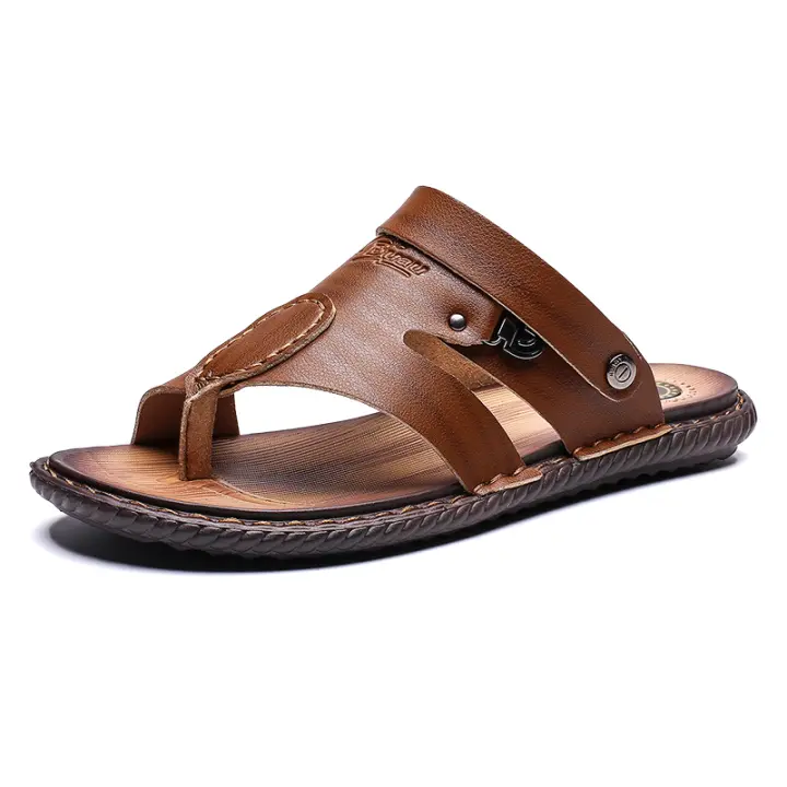 Sandalias de piel para hombre, chanclas deportivas para interior y exterior, paseos por la playa 0 - 1