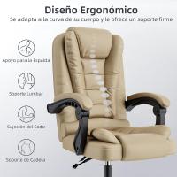 Silla de Oficina, Silla de Escritorio con Respaldo Alto, Función de Inclinación, Silla Reclinable Ergonómica de Altura Ajustable, Silla para Computadora, Caqui - details 3