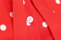 Polka dot print women summer short sleeve striped bow elegant vintage 50s party dress - details 34