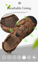 Sandalias de verano para hombre, sandalias de playa transpirables, sandalias de senderismo al aire libre, sandalias informales de cuero con punta cerrada para caminar - details 7