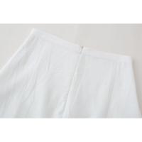 BUNO-Falda blanca elegante con bordado Floral negro, falda de verano para mujer, falda larga holgada con bolsillos de cintura alta - details 11
