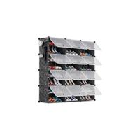 Zapatero, 24 Compartimentos (3 x 8) para 48 Pares, Armario Paneles de Plástico, para Dormitorio Sala de Estar, Recibidores, Negro, Modular, Estantería, 30 x 40 x 30 cm Cada Cubo - details 12