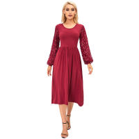 2025 primavera nuevo vestido de dama de honor de manga larga de color sólido bordado con lentejuelas de talla grande para mujer elegante - details 0
