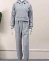 Conjunto de ropa deportiva de lana para mujer, Sudadera con capucha suelta, pantalones de Jogging, moda informal - details 8