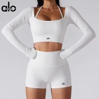 ALO yoga ropa ciclismo correr traje de fitness cintura alta elevación de caderas deporte adelgazar mujer manga larga tops pantalones cortos - details 0