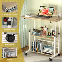 Rcynview Escritorio de Laptop con Ruedas y Ajustable Altura Diseño Industrial Material Madera y Metal Mueble para Oficina y Hogar - details 5