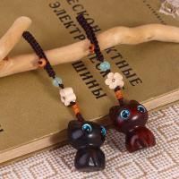 Colgante para teléfono, colgantes para llaves de coche, colgante de estilo chino, colgante de gato de la suerte, anillo para teléfono móvil, llavero de madera de sándalo, correa para llavero - details 12