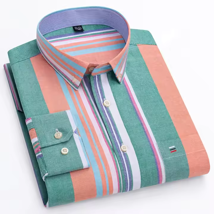 Camisas Oxford 100% algodón para hombre, nueva gran oferta, ropa informal de manga larga a rayas con botones suaves a cuadros, ropa Formal para hombre de talla grande 7XL 6XL - 1
