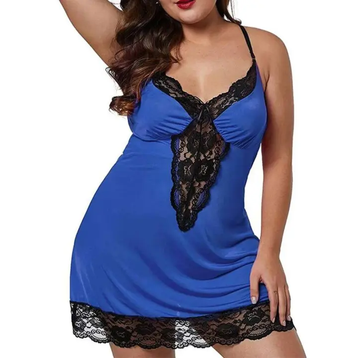 Lencería sexy Ence con cuello en V profundo sin mangas para mujer, camisón, talla grande - 1