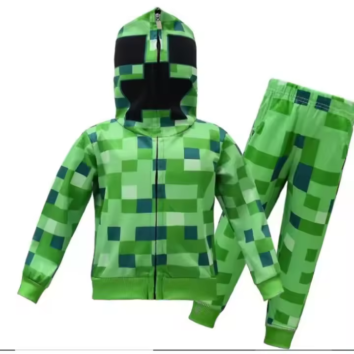 Disfraces de Minecraft para niños mayores, traje de manga larga, Jersey y pantalón, conjunto de dos piezas, Otoño, 7073 E - 1