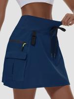 Pantalones casuales de golf de cintura alta para mujer con cremallera y múltiples bolsillos para escalada al aire libre, pantalones cortos deportivos de secado rápido - details 12