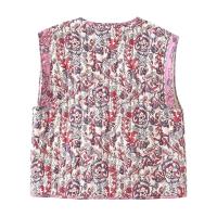 Chaleco corto acolchado con estampado para mujer, cuello redondo, estilo Echo Retro francés, versátil, nuevo, verano - details 1