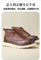 Cuero genuino de alta gama, cabeza de res pura, capa de cuero de vaca, cáscara de cabeza, plataforma, zapatos de cuero. - details 1