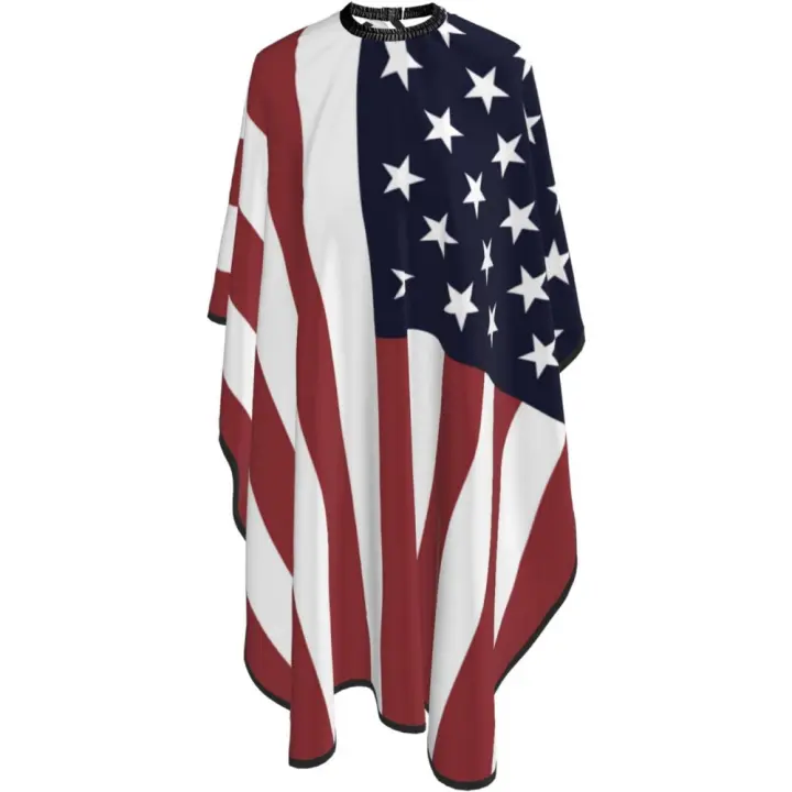Capa de peluquero con bandera de EE. UU. - Capa de corte de pelo impermeable para peluquería profesional con cierre a presión ajustable - Delantal de corte de pelo para estilista y uso doméstico - 55''X66'' - 1